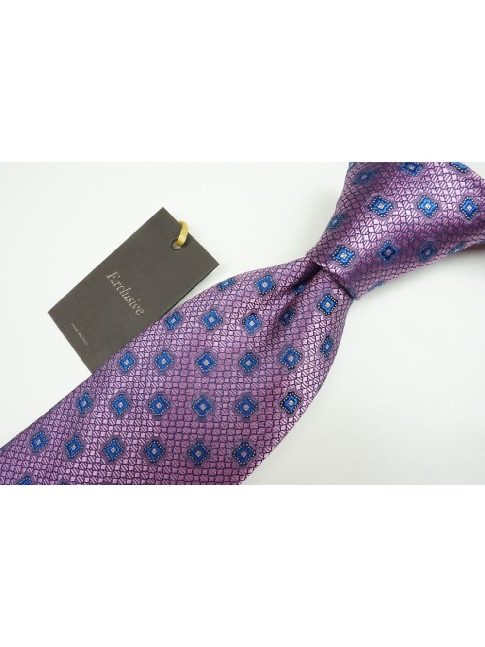 Canali Heather Pink Cobalt Foulard Geometric Silk Tie Brand New With Tags